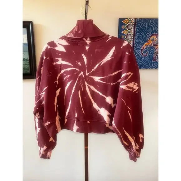 100% Cotton Wildberry Tie-dyed Cropped Cowl Neck Sweatshirt - Picture 7 of 9